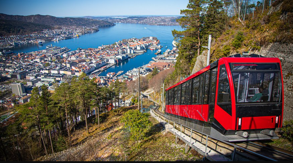 Fløibanen Funicular &amp; Mount Fløyen, Bergen, Norway
